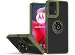 Custodia Per Motorola Moto G24 / G04 Traslucida Opaca In Tpu Con Supporto Ad Anello E Supporto Verde Militare