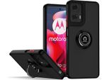 Custodia Per Motorola Moto G24 / G04 Traslucida Opaca In Tpu Con Supporto Ad Anello E Supporto Nero Rosso
