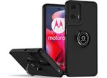 Custodia Per Motorola Moto G24 / G04 Traslucida Opaca In Tpu Con Supporto Ad Anello E Supporto Nero