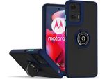 Custodia Per Motorola Moto G24 / G04 Traslucida Opaca In Tpu Con Supporto Ad Anello E Supporto Blu Scuro