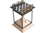 Casa Padrino Tavolino Con Scacchi Marrone Scuro / Bianco / Beige / Bronzo 50 X 50 X H. 70 Cm - Tavolino Da Salotto - Tavolo D'albergo - Mobili Da Salotto - Mobili D'albergo - Qualità Lusso