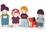 Famiglia Di Bambole Mentari In Legno Con Cane - Casa Delle Bambole