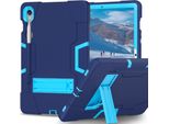 Custodia Per Samsung Galaxy Tab S9/S9 Fe 11/10.9" SM-X710/X716B/X718U/X510 2023, Custodia Protettiva Ibrida A Tre Strati Resistente Agli Urti Con Supporto Blu"