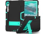 Custodia Per Samsung Galaxy Tab S9/S9 Fe 11/10.9" SM-X710/X716B/X718U/X510 2023, Custodia Protettiva Ibrida A Tre Strati Resistente Agli Urti Con Supporto Nero Aqua"