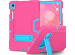 Custodia Per Samsung Galaxy Tab S9/S9 Fe 11/10.9" SM-X710/X716B/X718U/X510 2023, Custodia Protettiva Ibrida A Tre Strati Resistente Agli Urti Con Supporto Rosa Blu"