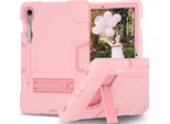 Custodia Per Samsung Galaxy Tab S9/S9 Fe 11/10.9" SM-X710/X716B/X718U/X510 2023, Custodia Protettiva Robusta Ibrida A Tre Strati Con Supporto Rosa"