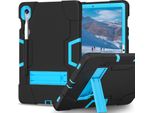 Custodia Per Samsung Galaxy Tab S9/S9 Fe 11/10.9" SM-X710/X716B/X718U/X510 2023, Custodia Protettiva Ibrida A Tre Strati Resistente Agli Urti Con Supporto Nero Blu"