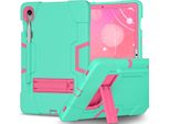 Custodia Per Samsung Galaxy Tab S9/S9 Fe 11/10.9" SM-X710/X716B/X718U/X510 2023, Custodia Protettiva Ibrida A Tre Strati Resistente Agli Urti Con Supporto Verde Chiaro"