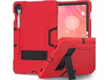 Custodia Per Samsung Galaxy Tab S9/S9 Fe 11/10.9" SM-X710/X716B/X718U/X510 2023, Custodia Protettiva Ibrida A Tre Strati Resistente Agli Urti Con Supporto Rosso Nero"
