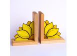 Girasole Fermalibri Avalglass In Vetro Colorato, 18 X 14 X 9 Cm, Fatto A Mano, Decorazione Da Scaffale In Vetro