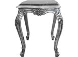 Casa Padrino Tavolino Barocco Argento Con Piano In Marmo Nero 52 X 52 X H. 65 Cm - Tavolino D'arredo Barocco