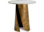 Casa Padrino Tavolino Con Piano In Marmo Bianco / Ottone Vintage Ø 45 Cm