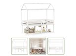 The Living Store Letto A Soppalco Con Tetto Bianco 90X190 Cm In Legno Di Pino Massiccio