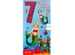 Emoji - Sirena - Biglietto D'auguri, 7° Compleanno - Cartoncino SG33793 (Taglia Unica) (Colorato)
