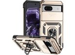 Custodia Per Google Pixel 8A A Doppio Strato Con Copertura Scorrevole Della Fotocamera E Supporto Ad Anello Oro