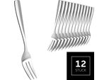 Forchette Da Pasticceria - Set Di 12 Forchette Per Dolci - Acciaio Inossidabile - 13,5 Cm