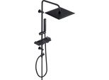 Joho Colonna Docciaacciaio Inox Senza Miscelatore Fori Muro Regolabili Nero-Set Asta Doccia A Pioggia Porta Ogetti Mensola Quadrato Soffione 30X30Cm
