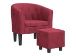 Syfax™ Poltrona Cabriolet Con Poggiapiedi Rosso Vino In Velluto