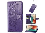 Per Xiaomi Poco M6 Pro 4G / Redmi Note 13 Pro 4G Custodia Del Telefono Cellulare Del Portafoglio Di Similcuoio Farfalla Design Copertura Protettiva Viola