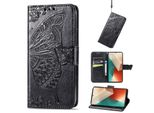 Per Xiaomi Poco M6 Pro 4G / Redmi Note 13 Pro 4G Portafoglio Cellulare Custodia Farfalla Design Cover Custodia Nero