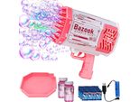 Pistola Sparabolle + Luci Led, Pistola Sparabolle, Bolle Per Bambini - Crea Più Di 7000 Bolle Al Minuto, Pistole Sparabolle - Bubblepuff Rosa