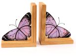 Fermalibri Avalglass Farfalla Lavanda In Vetro Colorato, 2 Pezzi, Fatti A Mano In Polonia