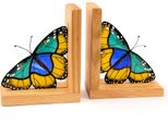 Fermalibri Avalglass Euphaedra Butterfly In Vetro Colorato, 2 Pezzi, Fatto A Mano In Polonia