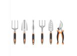 Inf Set Di Attrezzi Da Giardino 6 Pezzi: Pale E Cesoie In Alluminio Arancione