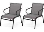 Set Di 2 Sedie Da Giardino Costway, Sedie Da Balcone Con Tessuto Traspirante, Braccioli E Struttura In Metallo, Sedie Da Patio Con Portata Fino A 150 Kg Grigio