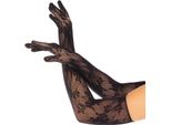 Leg Avenue - Guanti Rossi Floreali Neri
