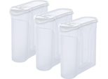 Novaliv Barattoli Sfusi Set Di 3 Barattoli Per Spolverare Da 4 Litri - Dimensioni (Lxlxh): 25,5 X 25,5 X 10 Cm - Barattolo Con Coperchio Da 4L Per Muesli Farina Zucchero Barattoli Cucina Organizer Food Box Meal Prep Box