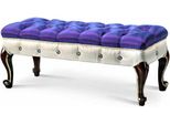 Casa Padrino Panca Barocca Blu / Bianco / Testa Di Moro / Oro 110 Cm - Italy