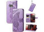 Per Niente Phone 2A / Plus Similcuoio Portafoglio Telefono Cellulare Caso Farfalla Design Cover Casi Viola Chiaro
