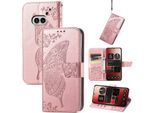 Per Nulla Phone 2A / Plus Portafoglio In Ecopelle Custodia Del Telefono Cellulare Design Farfalla Caso Rosa