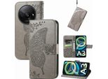Per Xiaomi Redmi A3 Custodia In Per Telefono Cellulare Con Portafoglio Butterfly Design Cover Case Grigio