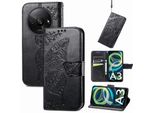 Per Xiaomi Redmi A3 Portafoglio In Custodia Per Telefono Cellulare Farfalla Design Cover Case Nero