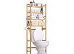 Scaffale Da Toilette Yorbay Con 2 Cestini, Scaffale Da Toilette In Bambù, Scaffale Da Bagno Regolabile A 4 Livelli Con Piedino Impermeabile, Scaffale Da Bagno Multifunzionale