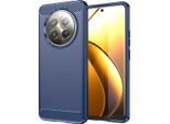 Custodia Per Realme 12+ 5G In Silicone Tpu Morbido, Fibra Di Carbonio, Custodia Protettiva Antiurto Blu