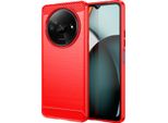 Custodia Per Xiaomi Redmi A3 In Silicone Tpu Morbido, Fibra Di Carbonio, Custodia Protettiva Antiurto Rossa