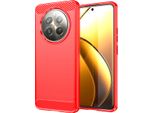 Custodia Per Realme 12+ 5G In Silicone Tpu Morbido, Fibra Di Carbonio, Custodia Protettiva Antiurto Rossa