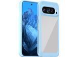 Custodia Per Google Pixel 9 Trasparente, Protettiva In Silicone Tpu Antiurto Blu