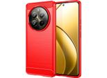 Custodia Per Realme 12 Pro 5G In Silicone Tpu Morbido, Fibra Di Carbonio, Custodia Protettiva Antiurto Rossa