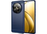 Custodia Per Realme 12 Pro 5G In Silicone Tpu Morbido, Fibra Di Carbonio, Custodia Protettiva Antiurto Blu