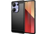 Custodia Per Xiaomi Redmi Note 13 Pro 4G In Silicone Tpu Morbido, Fibra Di Carbonio, Custodia Protettiva Antiurto Nera