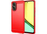 Custodia Per Realme C67 4G In Silicone Tpu Morbido, Fibra Di Carbonio, Custodia Protettiva Antiurto Rossa