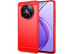 Custodia Per Realme 12 5G In Silicone Tpu Morbido, Fibra Di Carbonio, Custodia Protettiva Antiurto Rossa