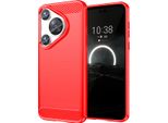 Custodia Per Huawei Pura 70 Pro / 70 Pro+ In Silicone Tpu Morbido, Fibra Di Carbonio, Custodia Protettiva Antiurto Rossa