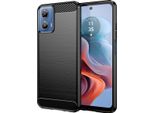 Custodia Per Motorola Moto G34 In Silicone Tpu Morbido, Fibra Di Carbonio, Custodia Protettiva Antiurto Nera