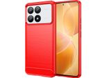 Custodia Per Xiaomi Redmi K70 In Silicone Tpu Morbido, Fibra Di Carbonio, Custodia Protettiva Antiurto Rossa