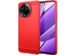 Custodia Per Realme C67 5G In Silicone Tpu Morbido, Fibra Di Carbonio, Custodia Protettiva Antiurto Rossa